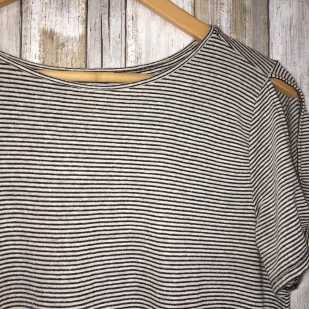 Loft Striped Linen Blend Open Sleeve Glitter - Picture 3 of 4